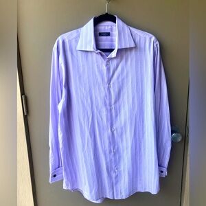 Saks Fifth Avenue Mens Pin Stripe Cuff Link Shirt Size 16R